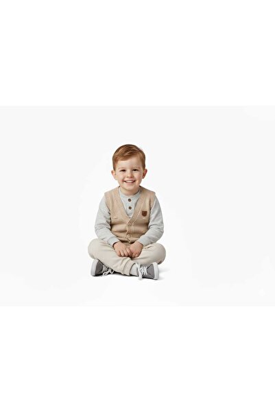 Mamman's 2-Piece Knitted Sweater Vest, Buttoned Baby Boy-Winter Vest Set