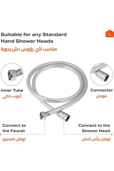 Generic BMP Tools Spiral Hand Bidet Hose, Silver, 1.2m, Universal Fit, Stainless Steel, Leak-resistant, Tang