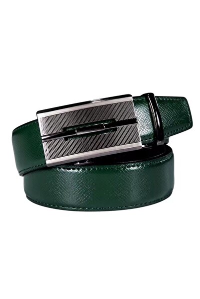 AKSESUARIM Men's Steel Buckle Genuine Leather Automatic Buckle Belt