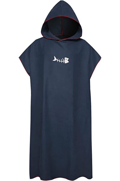 EACAM Surf Poncho Color-Changing Microfiber Beach/Pool Towel Hoodie, Adult, Dark Blue, 109 x 88 cm