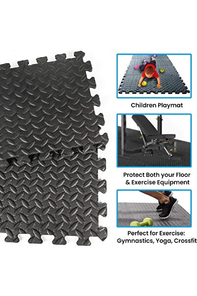 genernic Puzzle Exercise Floor Mat, 12 Pieces, EVA Foam Interlocking Tiles, 12in x 12in