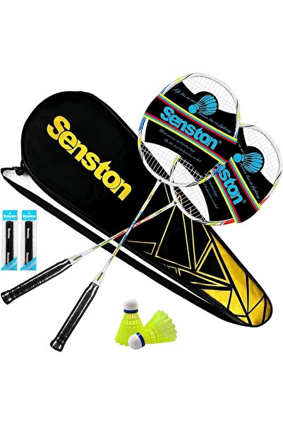 Senston Badminton Set — 2 Graphite-Shaft Rackets, 2 Nylon Shuttlecocks, 2 Grips & Carry Bag