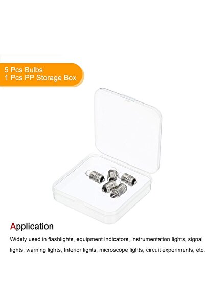 Generic Sourcing Map E10 Screw-Base Mini LED Bulb DC 3V White with Storage Box, 5-Pack