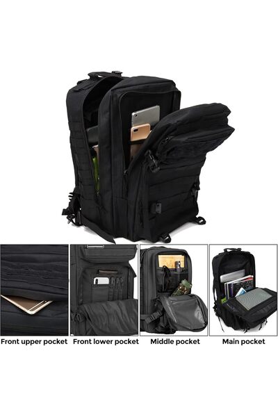 genernic Birfelld Tactical Military Backpack 45L - Waterproof 3-Day MOLLE Travel Bag (Black)
