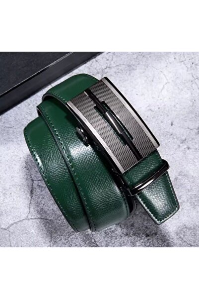 AKSESUARIM Men's Steel Buckle Genuine Leather Automatic Buckle Belt