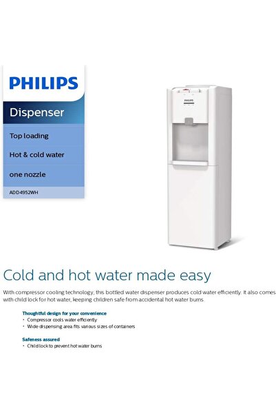 Philips Top-Loading Water Dispenser with Single Nozzle, White - ADD4952WH/56