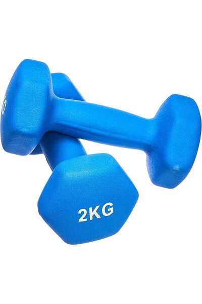 Amazon basics Neoprene Dumbbells, Set of 2 - 2 kg (Blue)