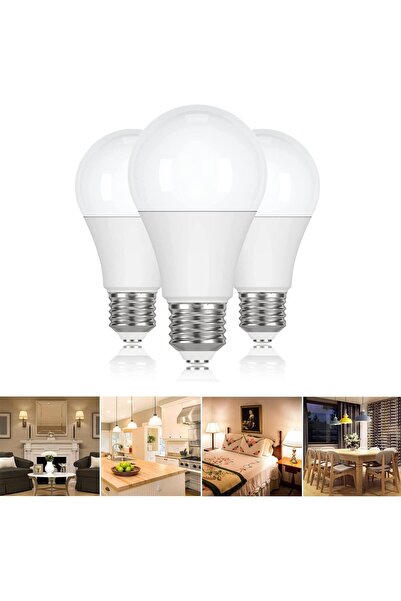 Generic LED Bulbs 9W (Equiv. 60W), 3000K Warm White, 806 lm, E27 Base, Non-Dimmable, 25,000h - Pack of 3