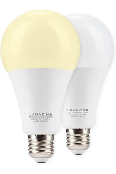 Lawazim لمبة ليد 20 وات A80 E27 - عبوة من قطعتين، أبيض دافئ 3000 كلفن، 1600 ل...