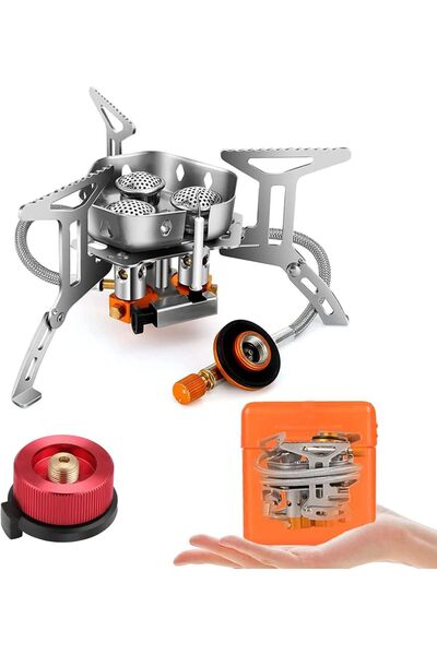 genernic موقد غاز للتخييم مقاوم للرياح مع محول أسطواني وإشعال بيزو، قابل للطي...