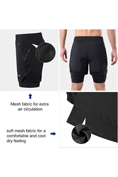 EACAM Men's Running Shorts - Breathable Quick-Dry Polyester-Spandex with Pocket