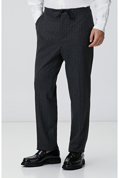 Network Antrasit Çizgili Flanel Pantolon
