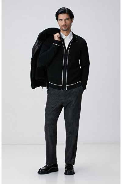 Network Antrasit Çizgili Flanel Pantolon