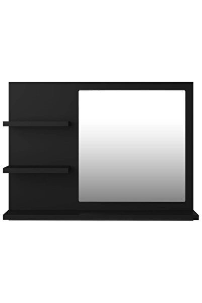 vidaxl Bathroom Mirror Black 60x10.5x45 cm Engineered Wood