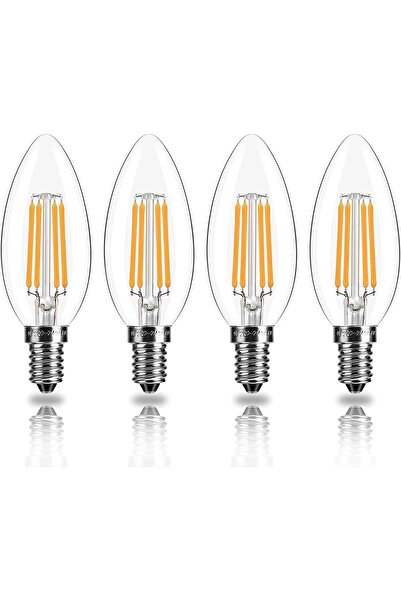 ELECDON E14 LED Candle Bulb, 4W, 4-Pack, Dimmable, Warm White 2700K, 400 lm, Clear Glass