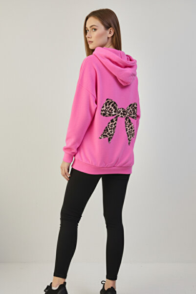 KOZİA OUTDOORS Γυναικείο φούτερ με κουκούλα και λεοπάρ σχέδιο στην πλάτη, ove...