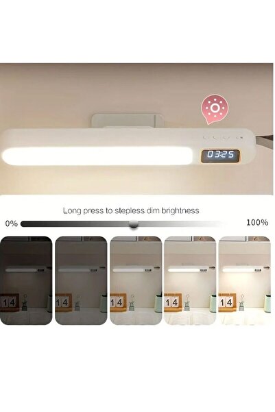 X SPRING Rechargeable LED Reading Table Lamp With Clock and 3 Color Modes Stepless Dimming Remote Contro
