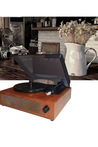 Generic Portable phonograph with built-in stereo speakers and Bluetooth functionality