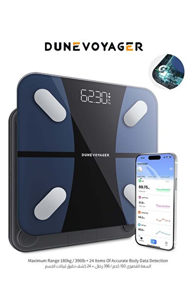 DuneVoyager DV-S7 Smart Body Scale, 24 Body Metrics, Bluetooth, IPX5, 180kg
