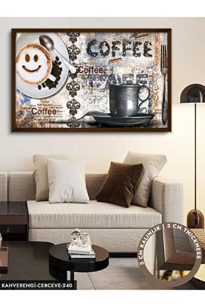 Evinemoda Kahve Temalı Tek Parça Çerçeveli Kanvas Tablo