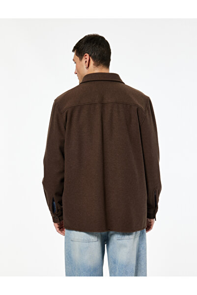 Koton Viscose Blend Pocket Detailed Long Sleeve Buttoned Classic Collar Shirt Jacket