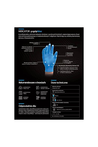 AMIO Set of 50 nitrile gloves, very resistant, size L, blue color