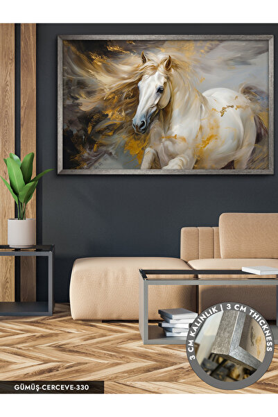 Evinemoda Asil At Tek Parça Çerçeveli Kanvas Tablo