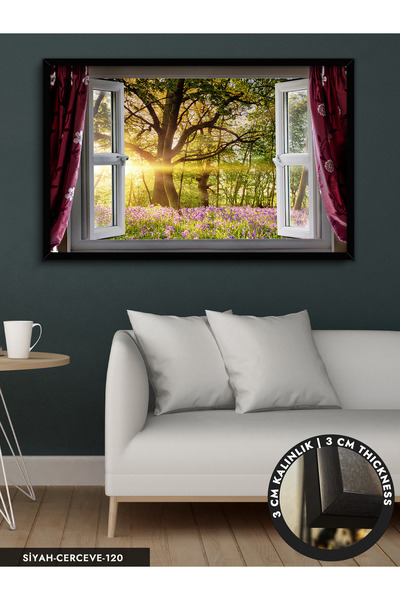 Evinemoda Doğaya Açılan Pencere Tek Parça Çerçeveli Kanvas Tablo