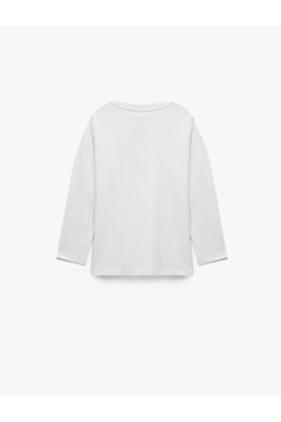 Koton Tricou cu mânecă lungă guler rotund Ataturk cu imprimeu din bumbac