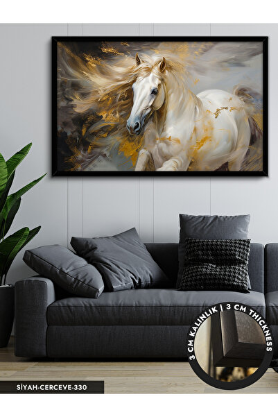 Evinemoda Asil At Tek Parça Çerçeveli Kanvas Tablo