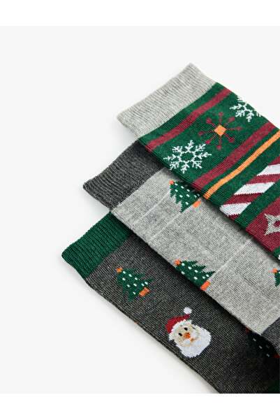 Koton Многоцветен комплект от 3 чифта чорапи с коледна тематика