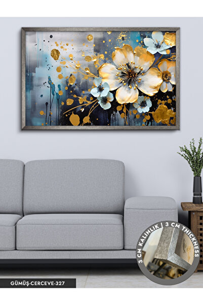 Evinemoda Renkli çiçekler Tek Parça Çerçeveli Kanvas Tablo