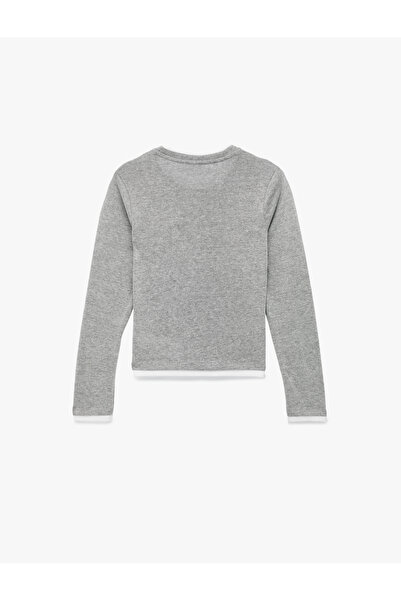 Koton Regular Fit Contrast Detailed Long Sleeve Crew Neck T-Shirt