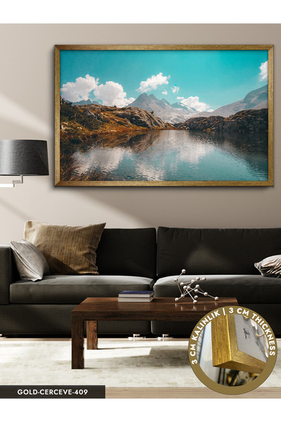 Evinemoda Dağ Manzarası Tek Parça Çerçeveli Kanvas Tablo