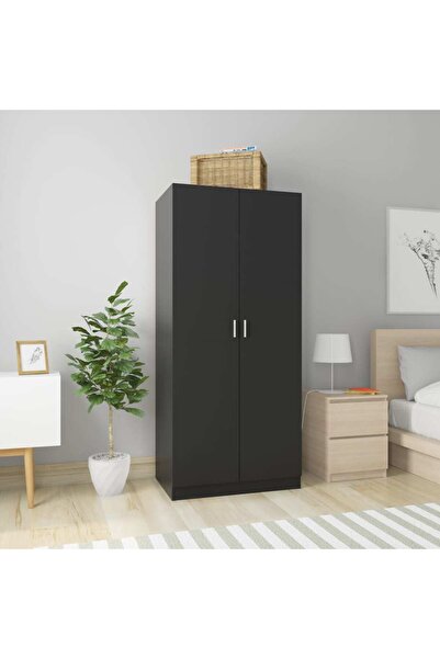 vidaxl Wardrobe Black 80x52x180 cm Engineered Wood