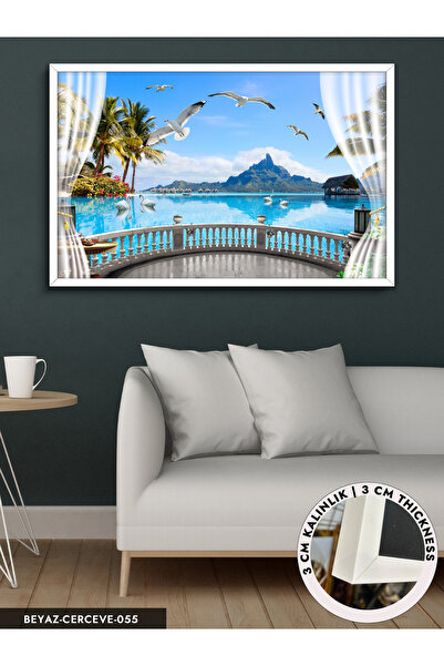 Evinemoda Martılar Tek Parça Çerçeveli Kanvas Tablo