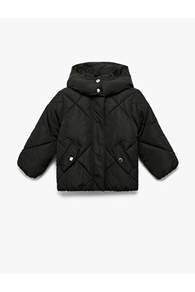 Koton Long Sleeve Pocket Quilted Hooded Coat