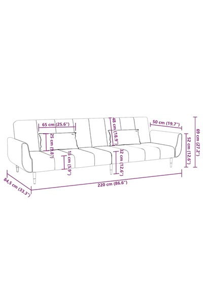 vidaxl 2-Seater Sofa Bed with Two Pillows Dark Grey Velvet