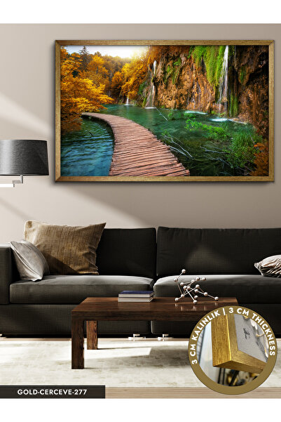 Evinemoda Şelale Tek Parça Çerçeveli Kanvas Tablo