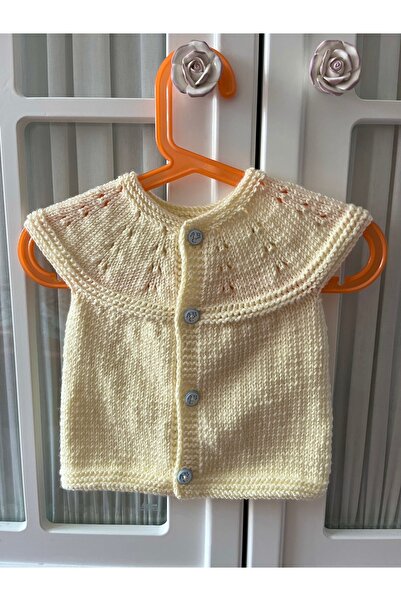 MOJOMIX Açık Sarı El Örgüsü Bebek Yeleği