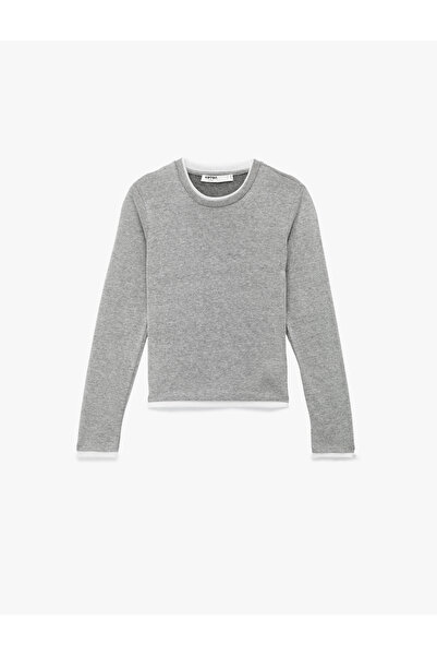 Koton Regular Fit Contrast Detailed Long Sleeve Crew Neck T-Shirt