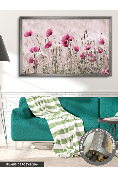 Evinemoda Haşhaş Tarlası Kanvas Canvas Tablo Tek Parça Çerçeveli Kanvas Tablo