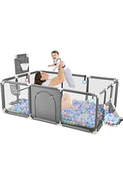 BAZAAR5 حظيرة لعب الأطفال - مركز أنشطة داخلي/خارجي متنقل كبير مزود بسياج وكرات