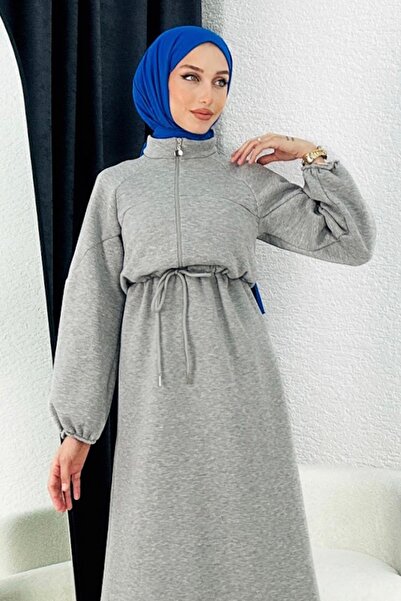 Dadali Front Lace-Up Sweat Dress Gray