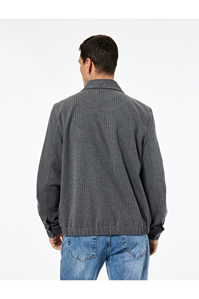 Koton Viscose Blend Long Sleeve Pocketed Classic Collar Shirt Jacket