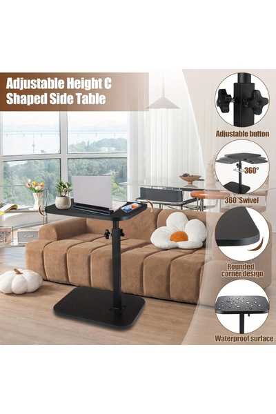 Roam shop C-Shaped Side Table coffee table Multi-Functional for Sofa and Bedside Use, 360° Swivel Feature40*30