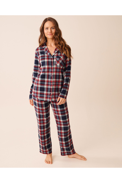 La Vie en Rose طقم بيجامات مايكروبولار منقوش باللون الأزرق