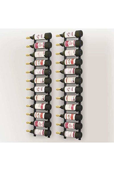 vidaxl Wall Mounted Wine Racks for 12 Bottles 2 pcs Black Iron