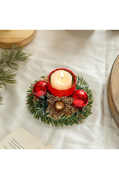 OEM Christmas Candle Holder, Cup Model with 2 Red Globes, Garland Candlestick
