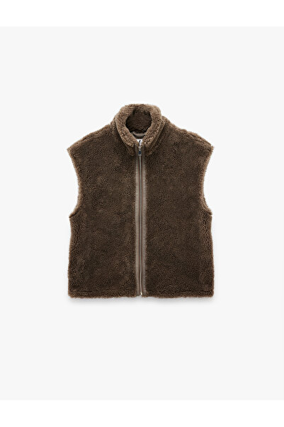 Koton Γιλέκο με φερμουάρ με μακρύ σάλι με βελούδινο γιακά